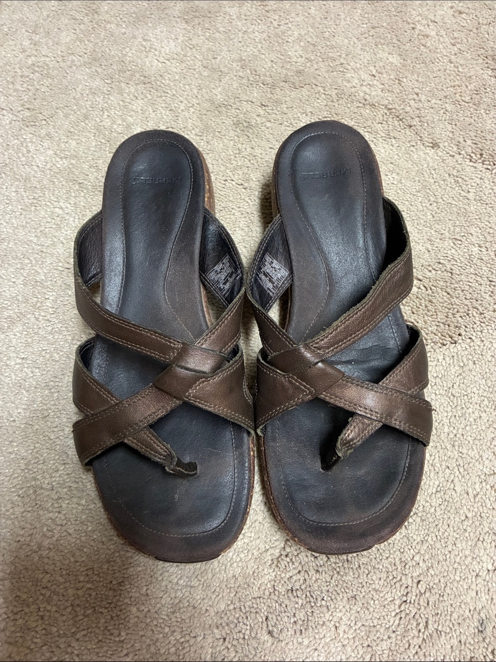 Merrell Sundial Cross Antique Brass Sandals-Womens 8